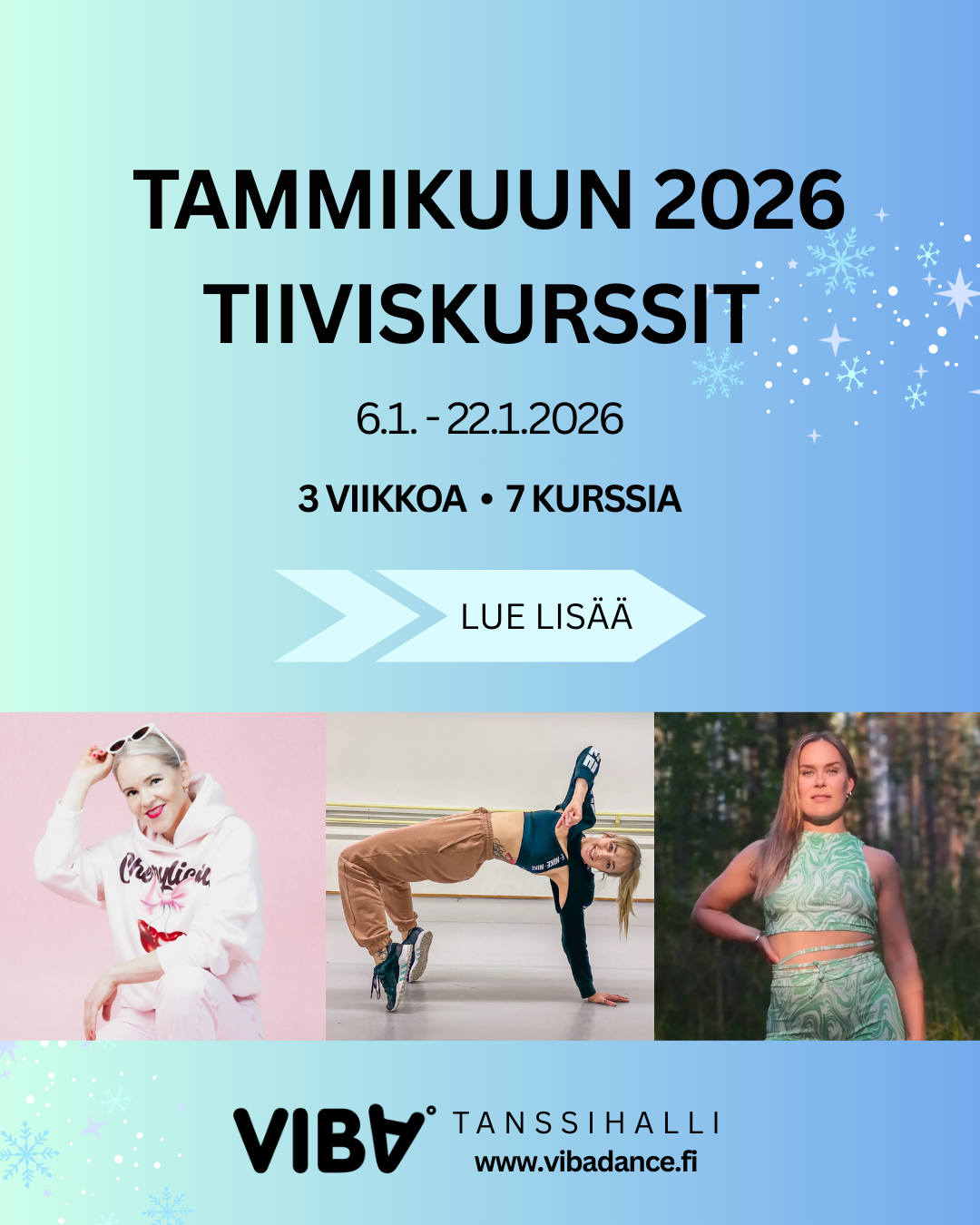 Tammikuu 2026 tanssikurssit Viballa.